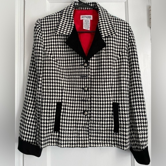 Perceptions by Trene B Checkered Black & White Suit Jacket Size 8 - Picture 1 of 13